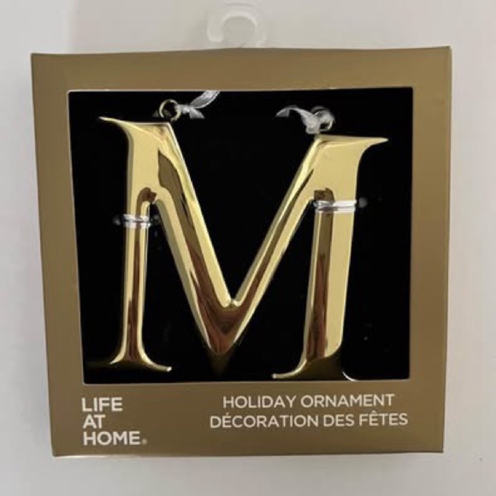 Letter M Metal Christmas Ornament